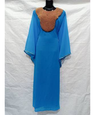 Sky Blue Color Hand Embroidery Kaftan 1