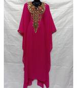 Pink  Color Hand Embroidery Kaftan