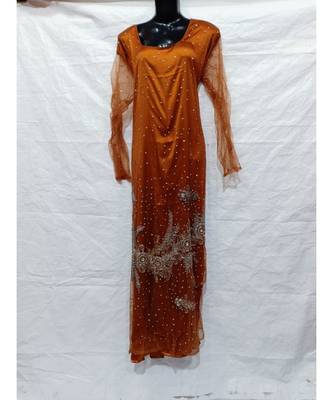 Mustard Color Hand Embroidery Kaftan 1