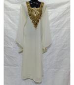 White Color Hand Embroidery Kaftan
