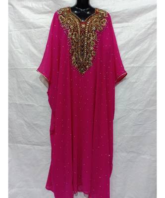 Pink  Color Hand Embroidery Kaftan 1