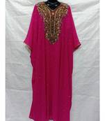 Pink  Color Hand Embroidery Kaftan