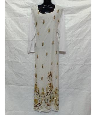 White Color Hand Embroidery Kaftan 1