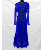 Blue  Color Hand Embroidery Kaftan