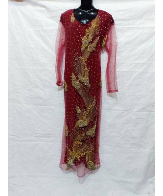Red Color Hand Embroidery Kaftan 1