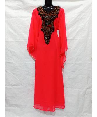 Orange Color Hand Embroidery Kaftan 1