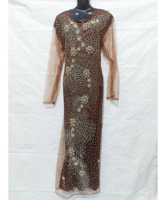 Brown Color Hand Embroidery Kaftan 1