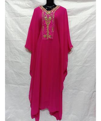 Pink  Color Hand Embroidery Kaftan 1
