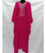 Pink  Color Hand Embroidery Kaftan