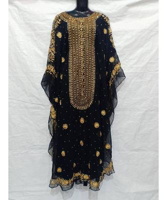 Black Color Hand Embroidery Kaftan 1