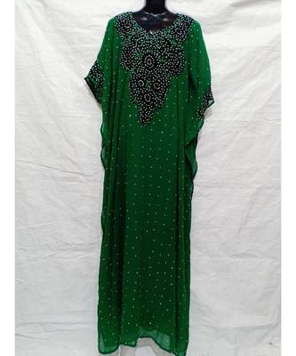 Green  Color Hand Embroidery Kaftan 1