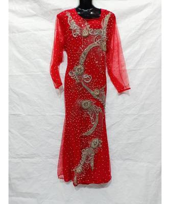 Red Color Hand Embroidery Kaftan 1