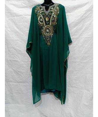 Green  Color Hand Embroidery Kaftan 1
