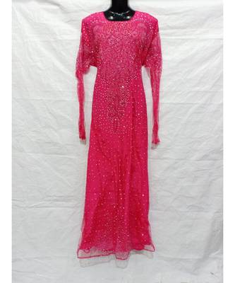Pink  Color Hand Embroidery Kaftan 1