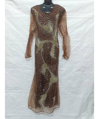 Brown Color Hand Embroidery Kaftan 1