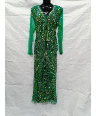 Green  Color Hand Embroidery Kaftan 1