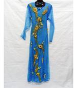 Sky Blue Color Hand Embroidery Kaftan
