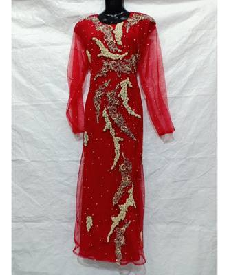 Red Color Hand Embroidery Kaftan 1