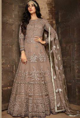 Coffee embroidered santoon salwar 1