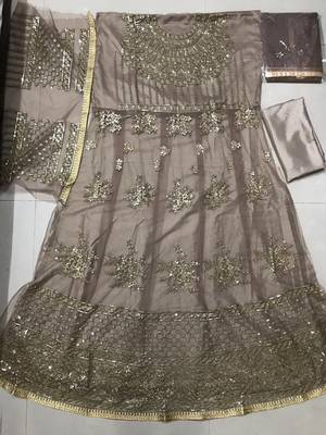 Coffee embroidered santoon salwar 2