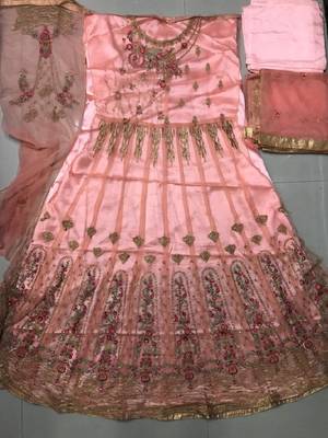 Orange embroidered santoon salwar 2