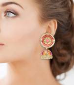 Pink Hand Painted Light Weight  Kundan Jhumkaas