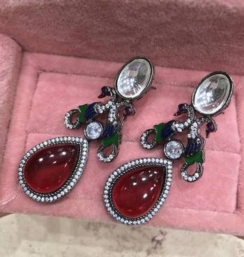 Red Cubic Zirconia Danglers Drops 1
