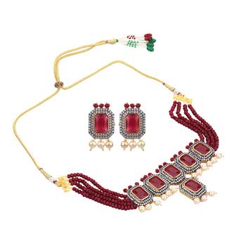 Royal Ruby Pink Cubic Zirconia Necklace Sets 1