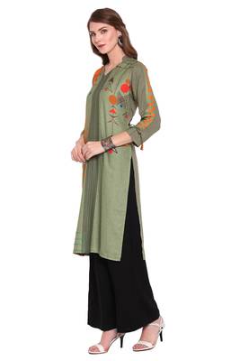Green printed faux polyester salwar 2