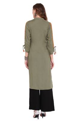 Green printed faux polyester salwar 4