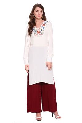 White printed rayon salwar 1