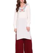 White printed rayon salwar