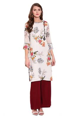 White printed faux georgette salwar 1