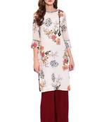 White printed faux georgette salwar