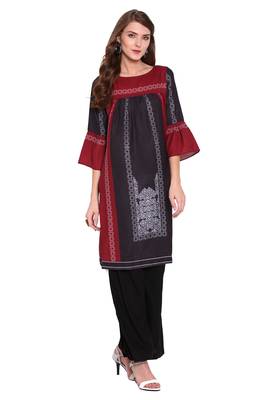 Maroon printed faux polyester salwar 1