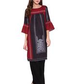 Maroon printed faux polyester salwar