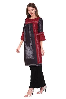 Maroon printed faux polyester salwar 2