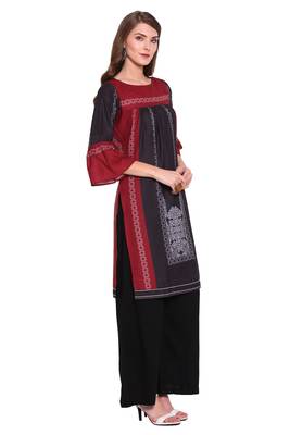 Maroon printed faux polyester salwar 3