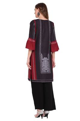 Maroon printed faux polyester salwar 4