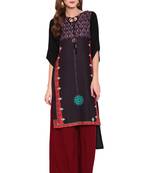 Black printed faux polyester salwar