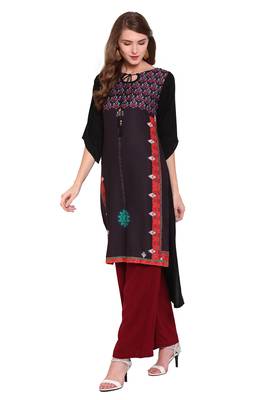 Black printed faux polyester salwar 2