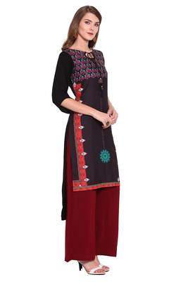 Black printed faux polyester salwar 3