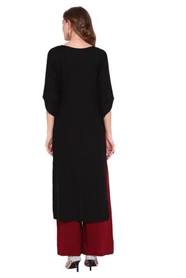 Black printed faux polyester salwar 4