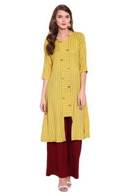 Yellow printed viscose salwar 1