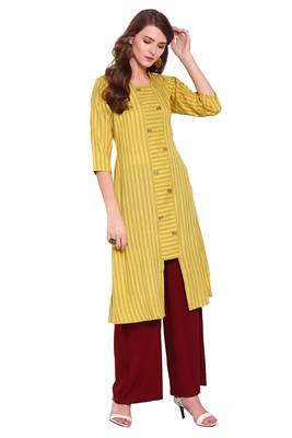 Yellow printed viscose salwar 3