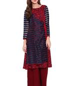 Blue printed faux polyester salwar