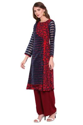 Blue printed faux polyester salwar 2