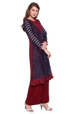 Blue printed faux polyester salwar 3