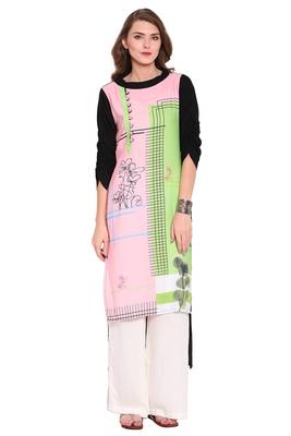 Baby-pink printed faux polyester salwar 1