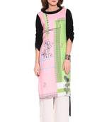 Baby-pink printed faux polyester salwar